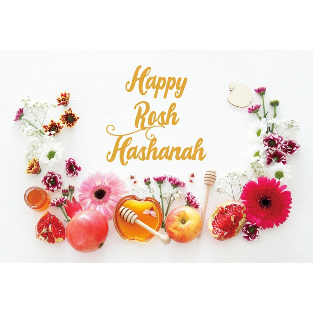 Rosh Hashanah Photography Backdrop Jewish New Year Happy Hanukkah Tropical Fruit Palms Candelabra Candle Decor Photo Background